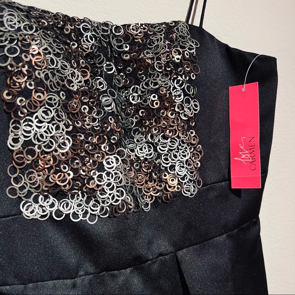 Carmen Marc Valvo Dresses & Skirts - MINI Satin Cocktail Dress Women Size 8 LBD Party Dress NEW TAGS Carmen MarcValvo